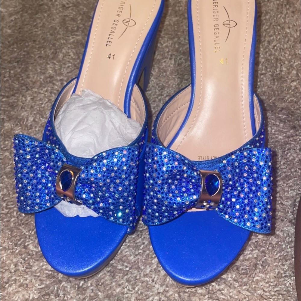 Blue Embellished Women's Shoes